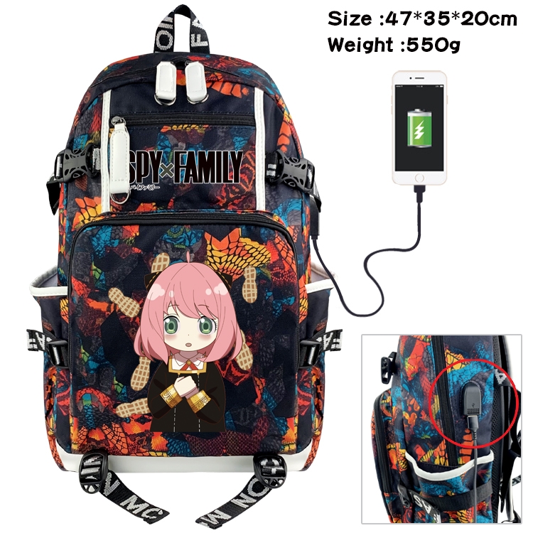 SPY×FAMILY Anime digital printing camouflage trend backpack school bag 47X35X20CM