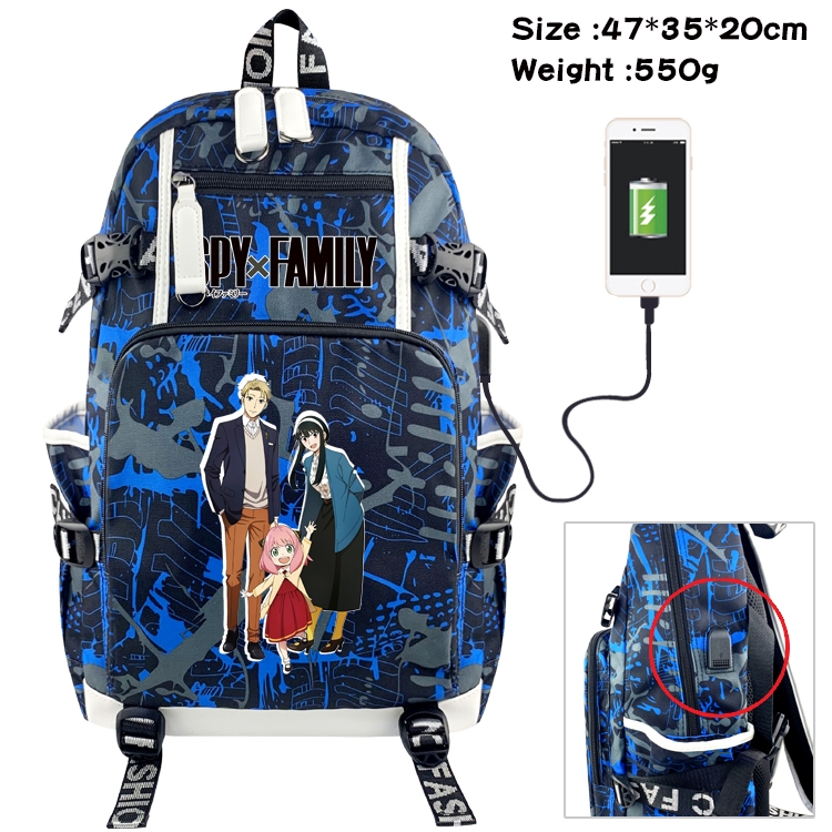 SPY×FAMILY Anime digital printing camouflage trend backpack school bag 47X35X20CM
