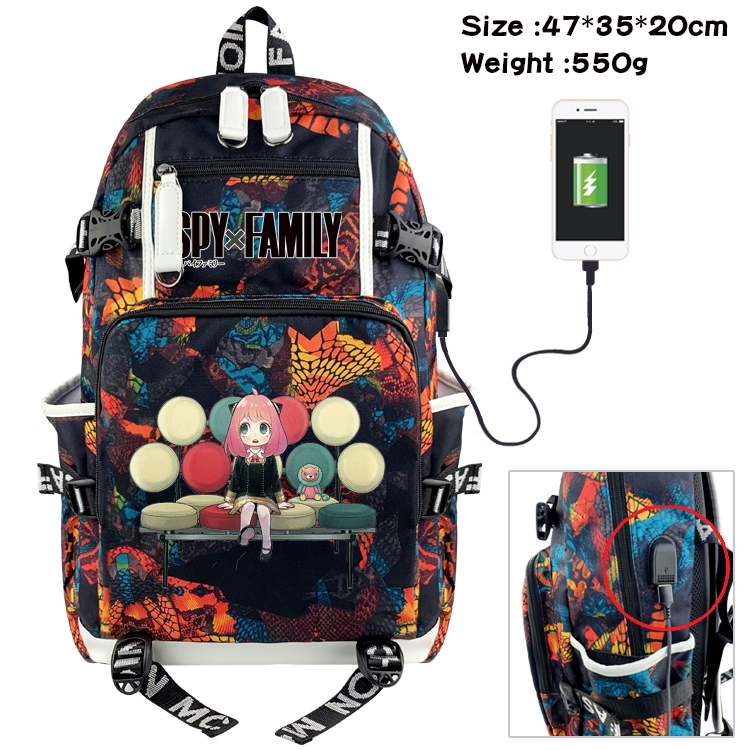 SPY×FAMILY Anime digital printing camouflage trend backpack school bag 47X35X20CM