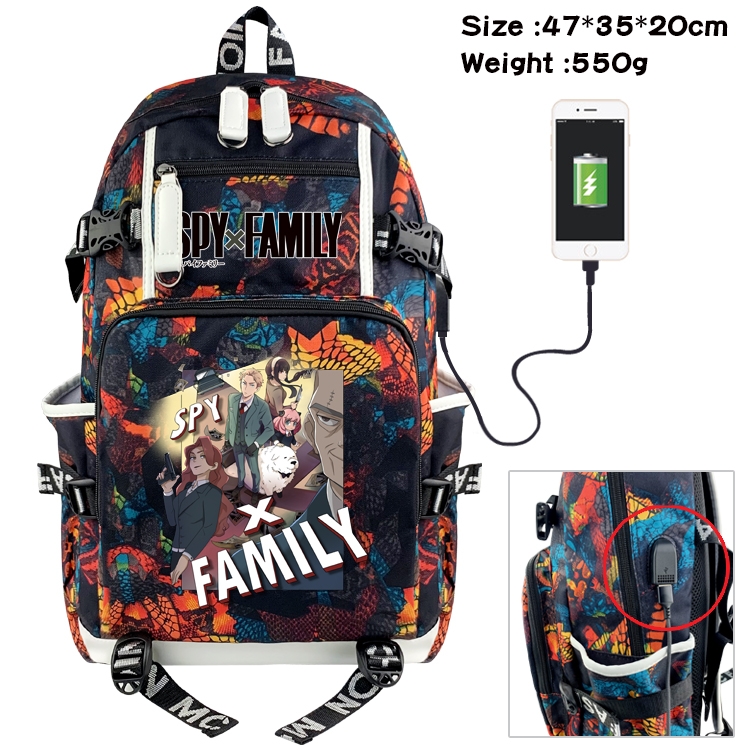 SPY×FAMILY Anime digital printing camouflage trend backpack school bag 47X35X20CM
