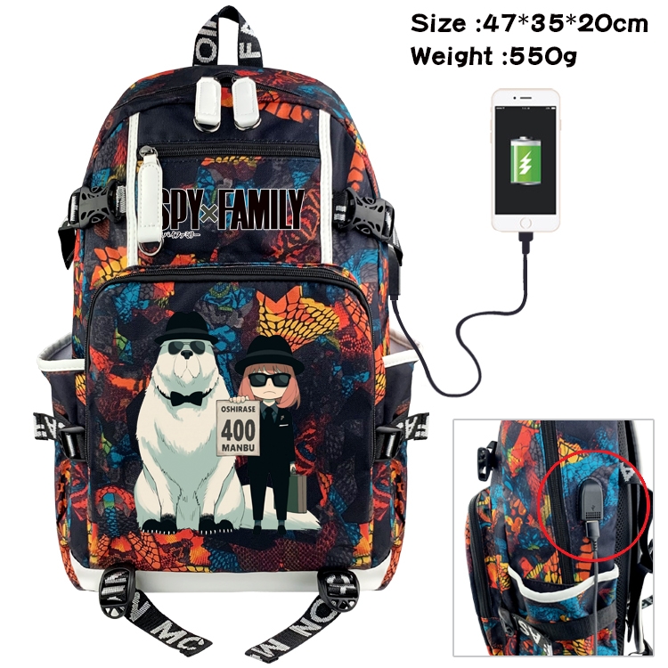 SPY×FAMILY Anime digital printing camouflage trend backpack school bag 47X35X20CM