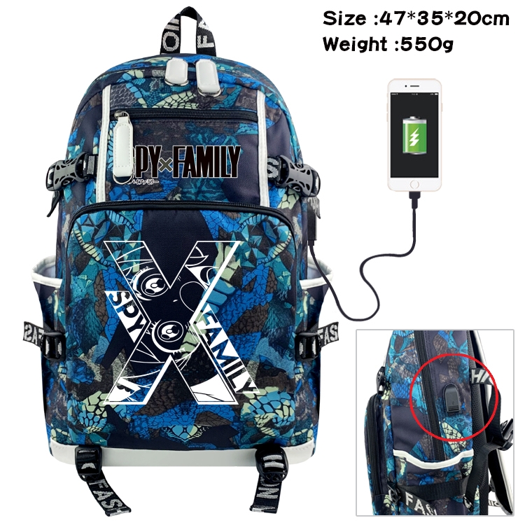 SPY×FAMILY Anime digital printing camouflage trend backpack school bag 47X35X20CM