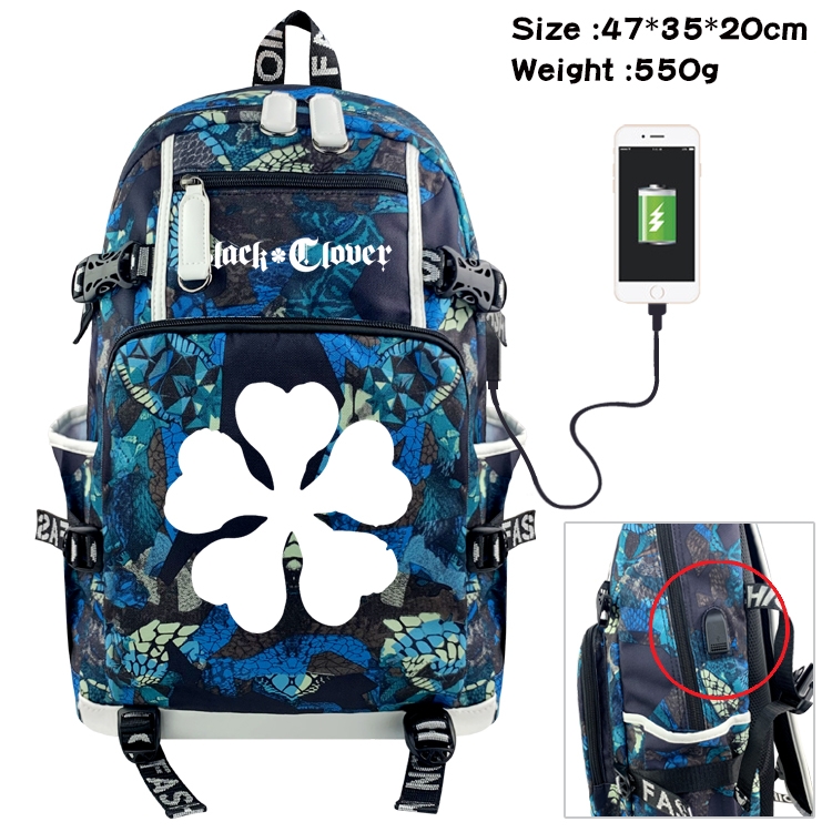 Black Clover Anime digital printing camouflage trend backpack school bag 47X35X20CM
