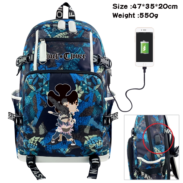 Black Clover Anime digital printing camouflage trend backpack school bag 47X35X20CM