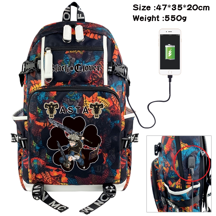 Black Clover Anime digital printing camouflage trend backpack school bag 47X35X20CM