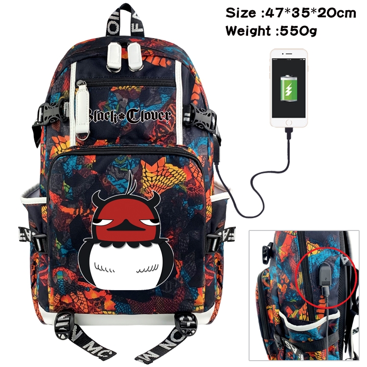 Black Clover Anime digital printing camouflage trend backpack school bag 47X35X20CM