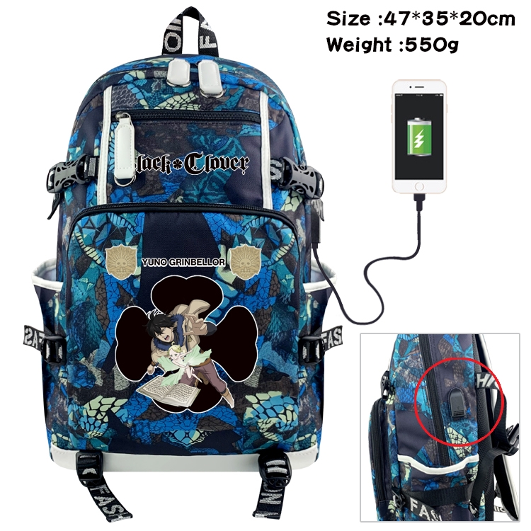 Black Clover Anime digital printing camouflage trend backpack school bag 47X35X20CM
