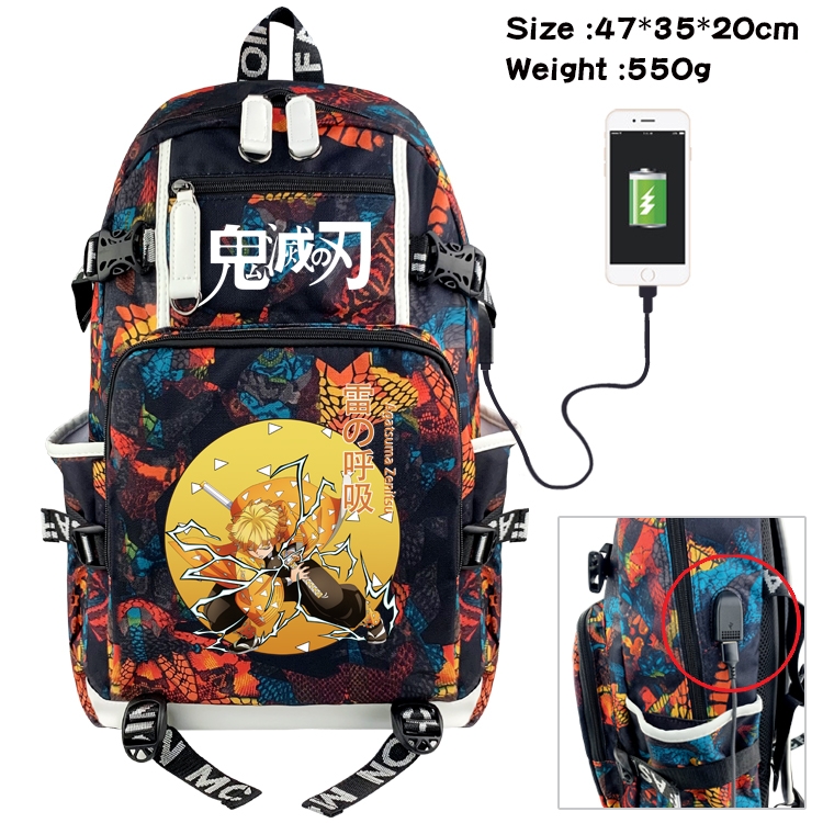 Demon Slayer Kimets Anime digital printing camouflage trend backpack school bag 47X35X20CM