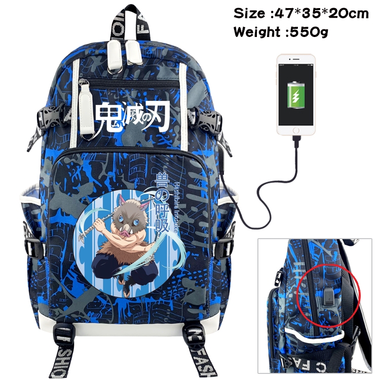 Demon Slayer Kimets Anime digital printing camouflage trend backpack school bag 47X35X20CM