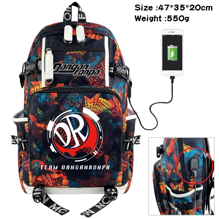 Dangan-Ronpa Anime digital printing camouflage trend backpack school bag 47X35X20CM