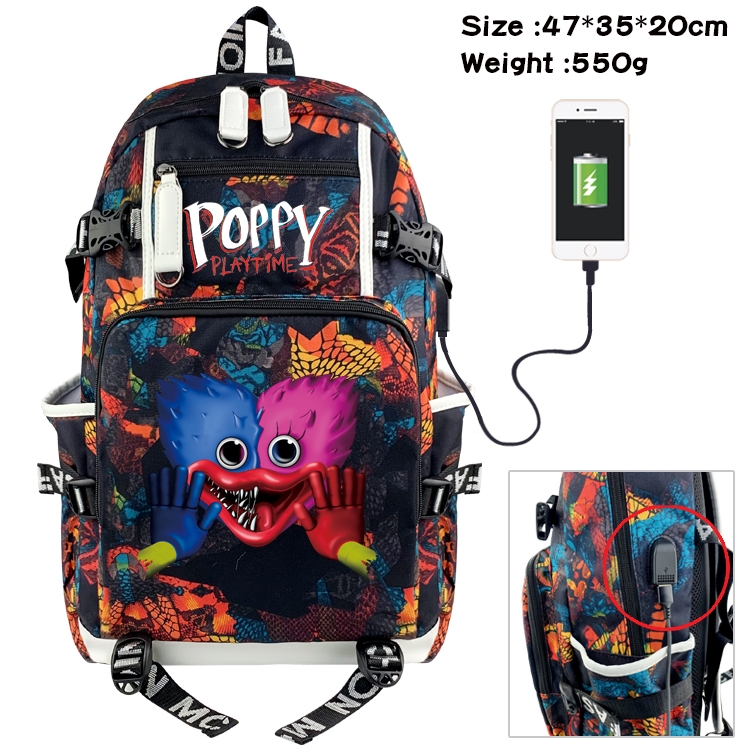 poppy playtime  Anime digital printing camouflage trend backpack school bag 47X35X20CM