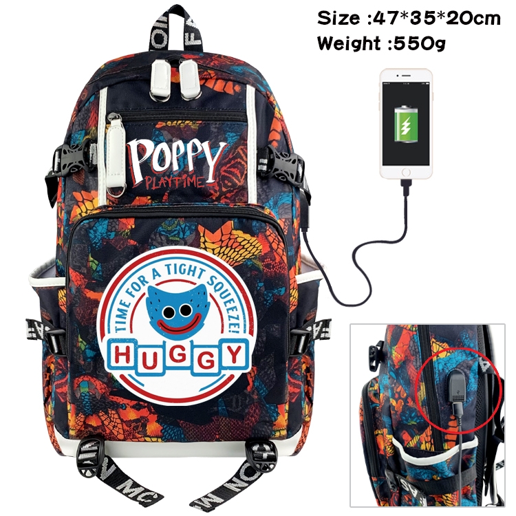 poppy playtime  Anime digital printing camouflage trend backpack school bag 47X35X20CM