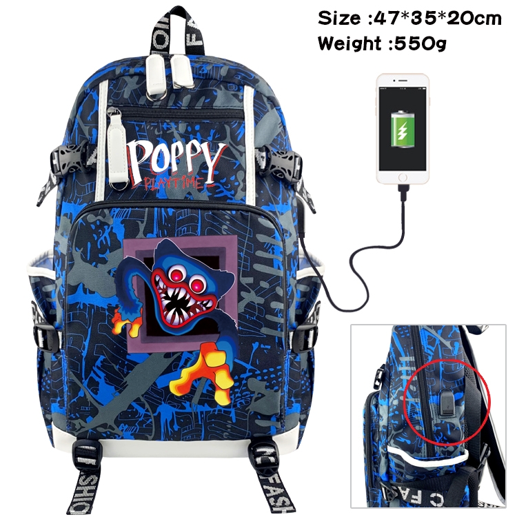 poppy playtime  Anime digital printing camouflage trend backpack school bag 47X35X20CM