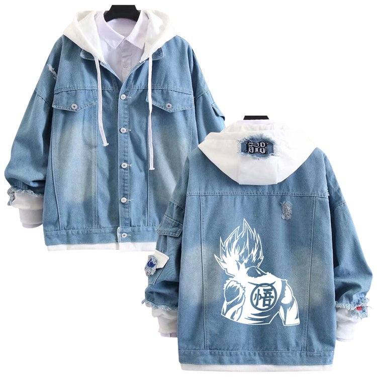 DRAGON BALL anime stitching denim jacket top sweater from S to 4XL