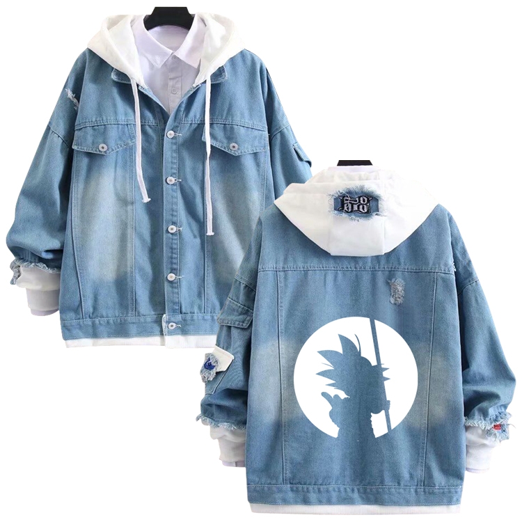 DRAGON BALL anime stitching denim jacket top sweater from S to 4XL