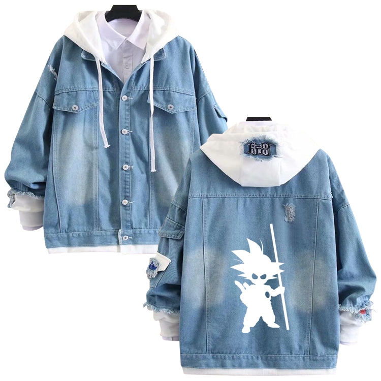 DRAGON BALL anime stitching denim jacket top sweater from S to 4XL
