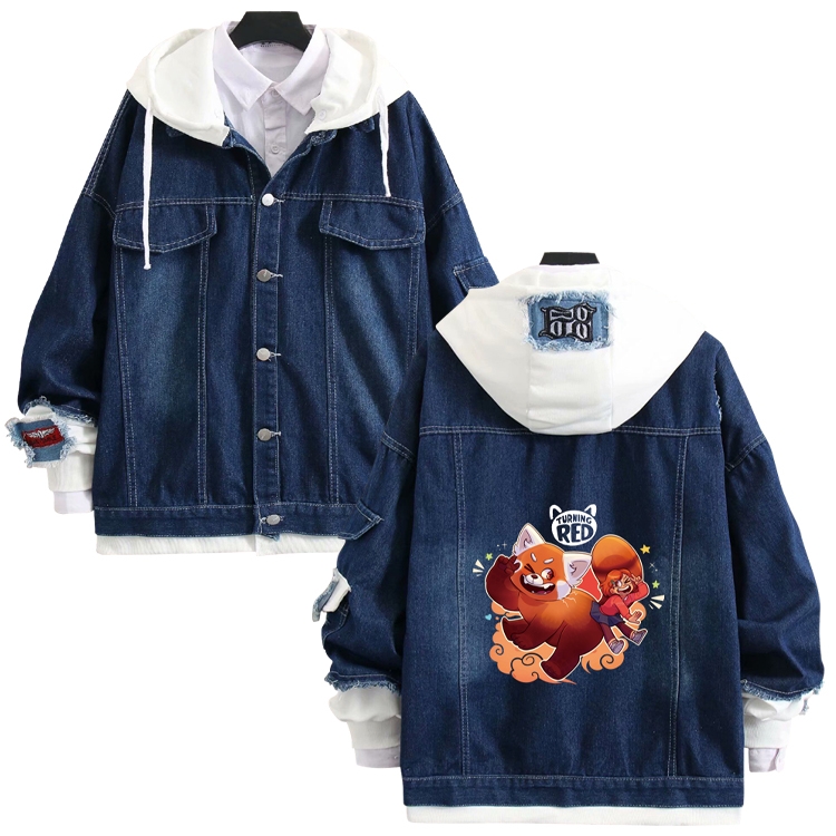 Turning Red anime stitching denim jacket top sweater from S to 4XL