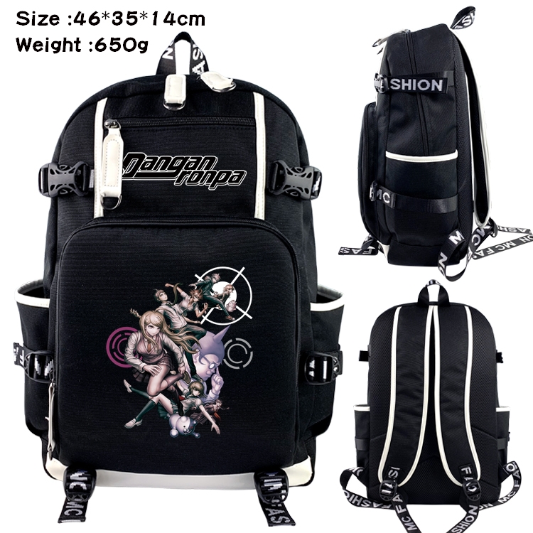 Dangan-Ronpa Anime Data USB Backpack Cartoon Printing Student Backpack 46X35X14CM