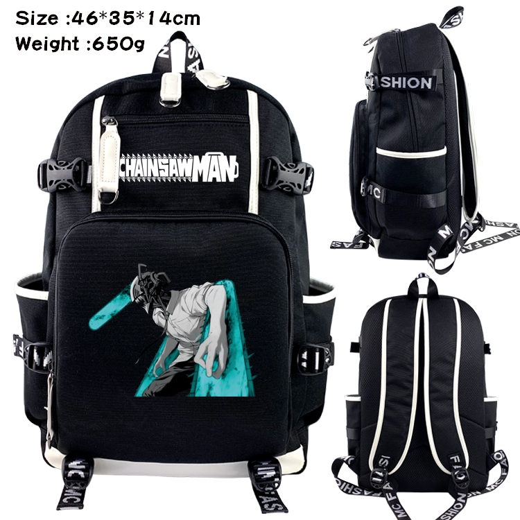 chainsaw man Anime Data USB Backpack Cartoon Printing Student Backpack 46X35X14CM