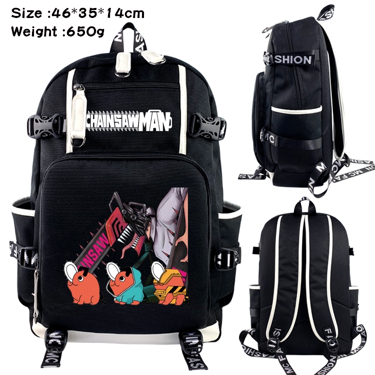 chainsaw man Anime Data USB Backpack Cartoon Printing Student Backpack 46X35X14CM