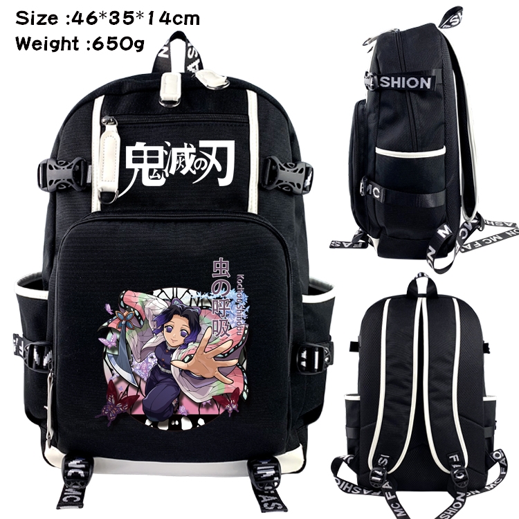Demon Slayer Kimets Anime Data USB Backpack Cartoon Printing Student Backpack 46X35X14CM
