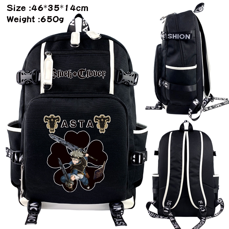 Black Clover Anime Data USB Backpack Cartoon Printing Student Backpack 46X35X14CM