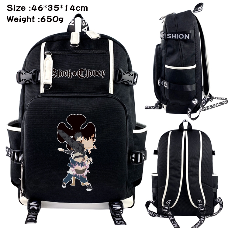 Black Clover Anime Data USB Backpack Cartoon Printing Student Backpack 46X35X14CM
