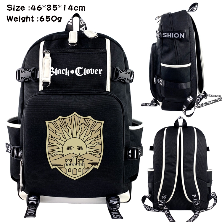 Black Clover Anime Data USB Backpack Cartoon Printing Student Backpack 46X35X14CM