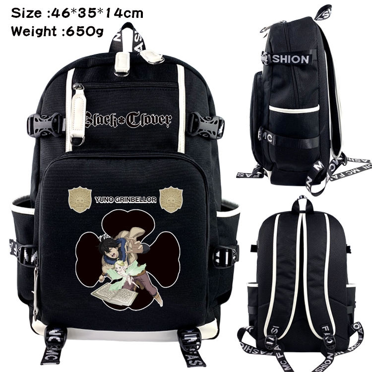 Black Clover Anime Data USB Backpack Cartoon Printing Student Backpack 46X35X14CM