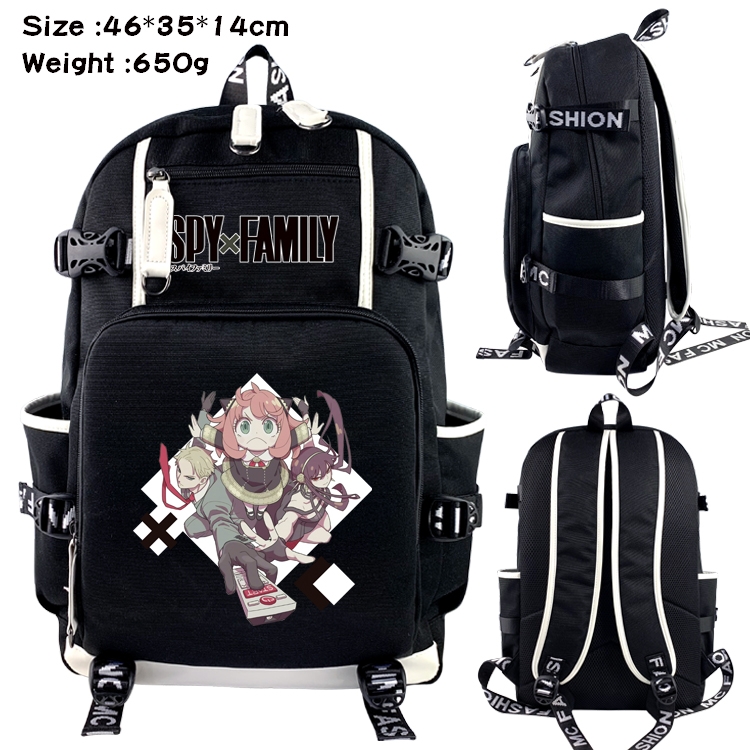 SPY×FAMILY Anime Data USB Backpack Cartoon Printing Student Backpack 46X35X14CM