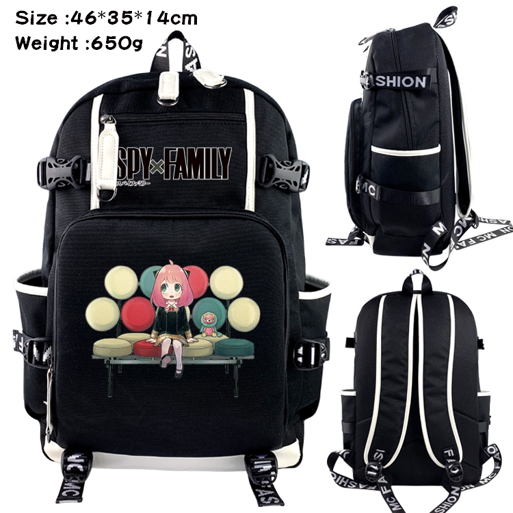 SPY×FAMILY Anime Data USB Backpack Cartoon Printing Student Backpack 46X35X14CM