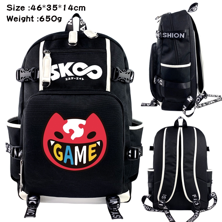 SK∞ Anime Data USB Backpack Cartoon Printing Student Backpack 46X35X14CM
