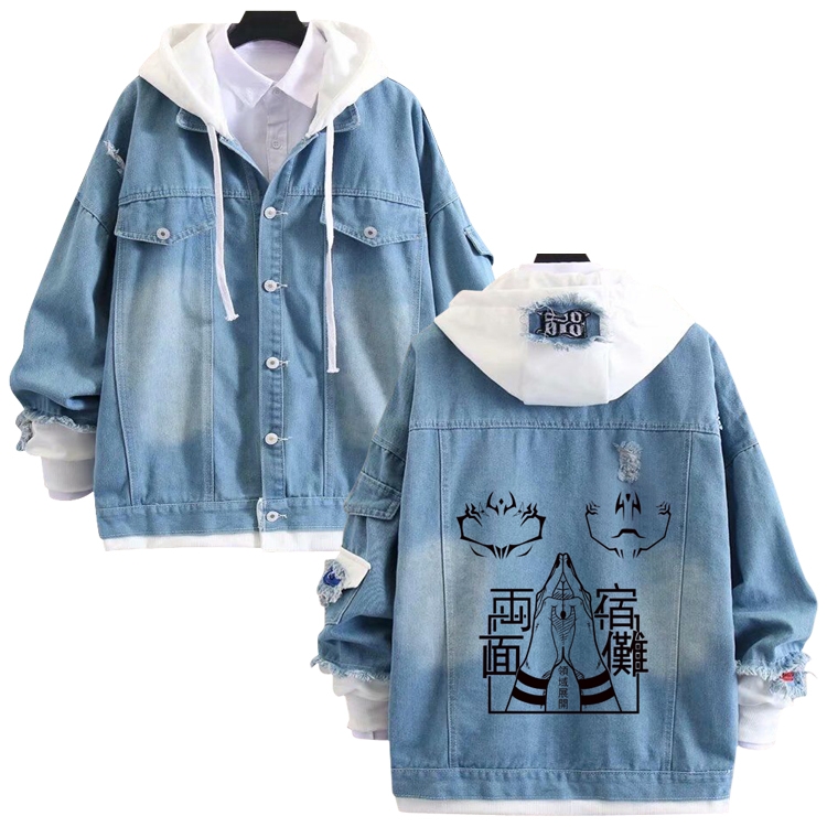 Jujutsu Kaisen anime stitching denim jacket top sweater from S to 4XL