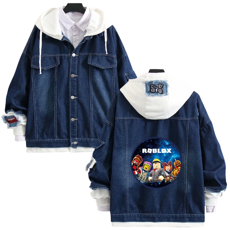 Robllox anime stitching denim jacket top sweater from S to 4XL