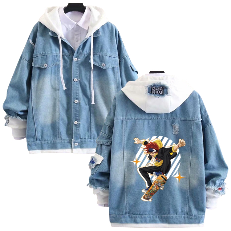 SK∞ anime stitching denim jacket top sweater from S to 4XL