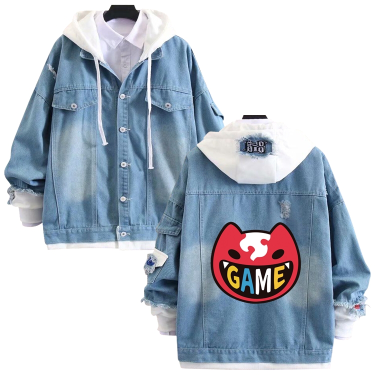 SK∞ anime stitching denim jacket top sweater from S to 4XL