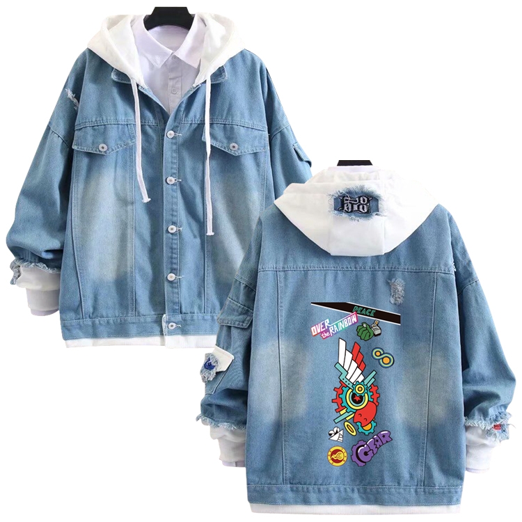 SK∞ anime stitching denim jacket top sweater from S to 4XL