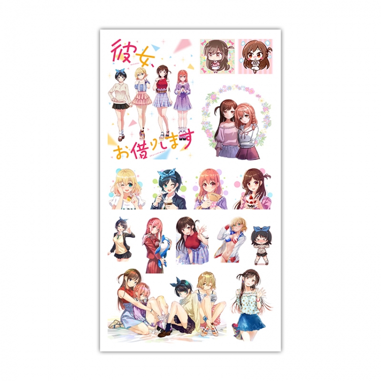Rent-A-Girlfriend Anime Mini Tattoo Stickers Personality Stickers 10.6X6.1CM  100 pieces from the batch
