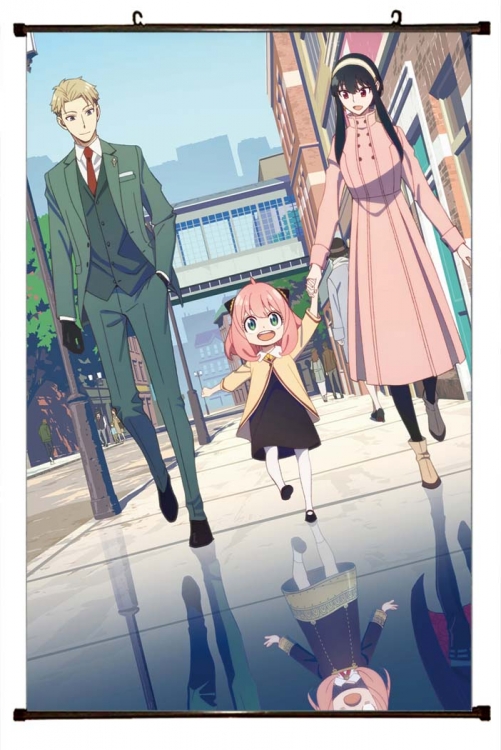 SPY×FAMILY Anime black Plastic rod Cloth painting Wall Scroll 60X90CM J2-42
