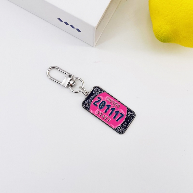AESPA Korean star surrounding metal pendant tag keychain jewelry 8.5X2.5CM price for 5 pcs