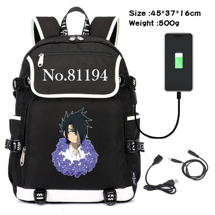 The Promised Neverla Anime Data Small Flip Canvas Backpack School Bag 45X37X16CM