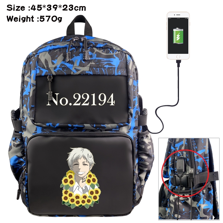 The Promised Neverla Anime Waterproof Nylon Camouflage Backpack School Bag 45X39X23CM