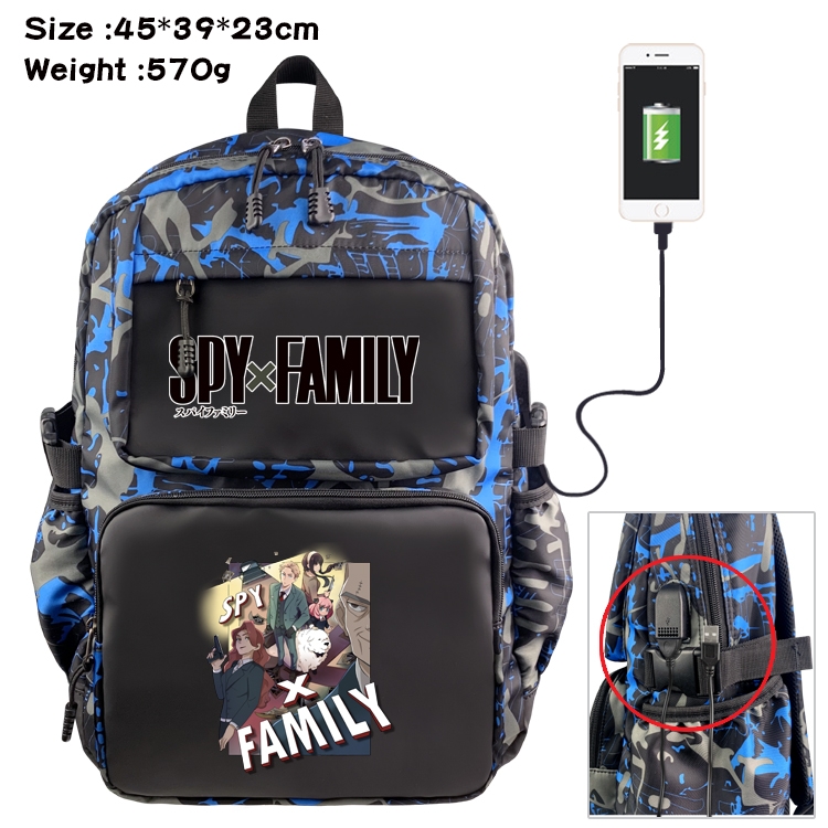 SPY×FAMILY  Anime Waterproof Nylon Camouflage Backpack School Bag 45X39X23CM