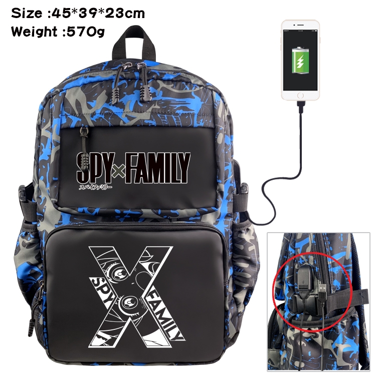 SPY×FAMILY  Anime Waterproof Nylon Camouflage Backpack School Bag 45X39X23CM