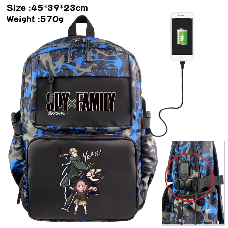 SPY×FAMILY  Anime Waterproof Nylon Camouflage Backpack School Bag 45X39X23CM