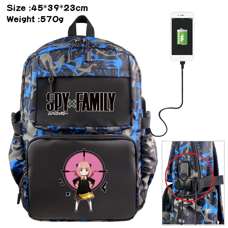 SPY×FAMILY  Anime Waterproof Nylon Camouflage Backpack School Bag 45X39X23CM