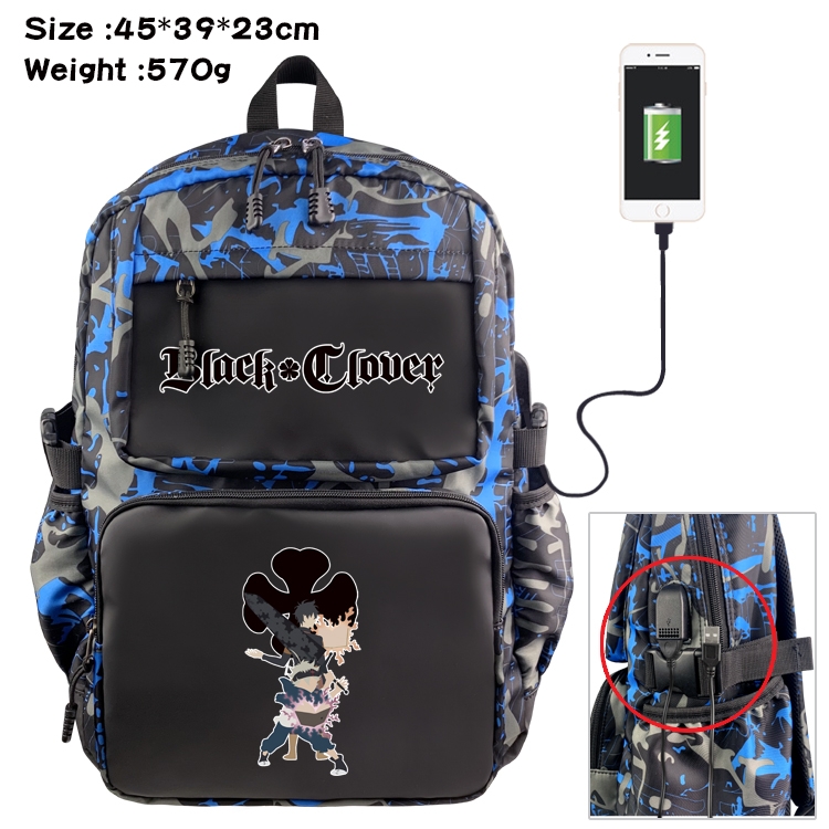 Black Clover Anime Waterproof Nylon Camouflage Backpack School Bag 45X39X23CM