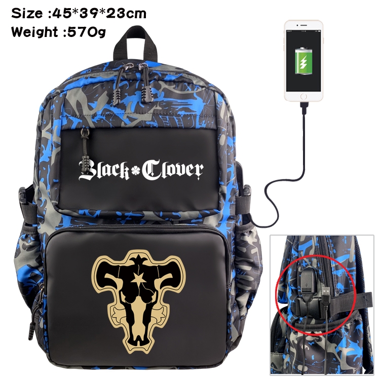 Black Clover Anime Waterproof Nylon Camouflage Backpack School Bag 45X39X23CM