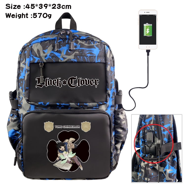 Black Clover Anime Waterproof Nylon Camouflage Backpack School Bag 45X39X23CM