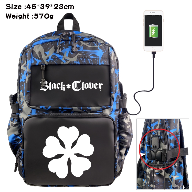 Black Clover Anime Waterproof Nylon Camouflage Backpack School Bag 45X39X23CM